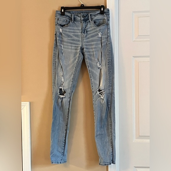 American Eagle Outfitters Other - American Eagle Blue Next Level Airflex Ripped Skinny Jeans